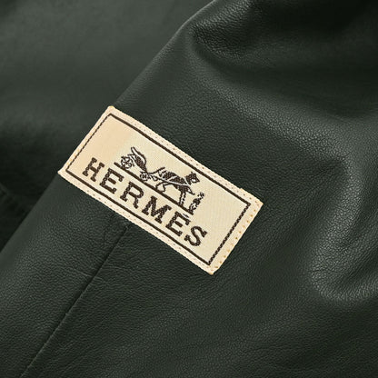 Hermes Single Breasted Jacket Lambskin Dark Green #50