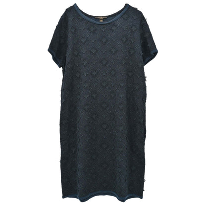 Louis Vuitton Short Sleeve Dress Monogram Navy #XL