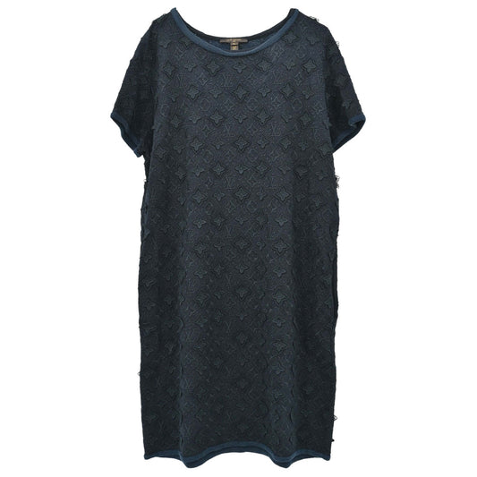 Louis Vuitton Short Sleeve Dress Monogram Navy #XL