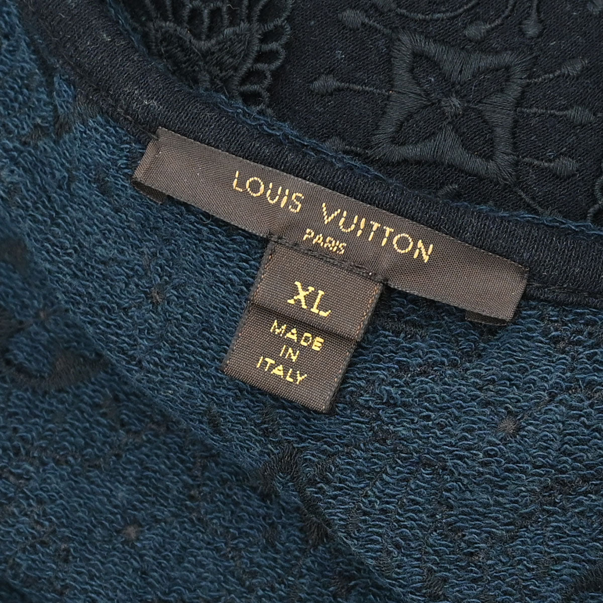 Louis Vuitton Short Sleeve Dress Monogram Navy #XL