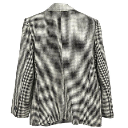 Yves Saint Laurent Double Breasted Houndstooth Jacket Black #M
