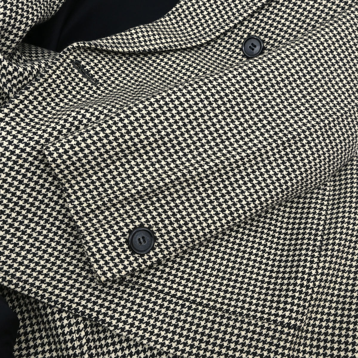 Yves Saint Laurent Double Breasted Houndstooth Jacket Black #M