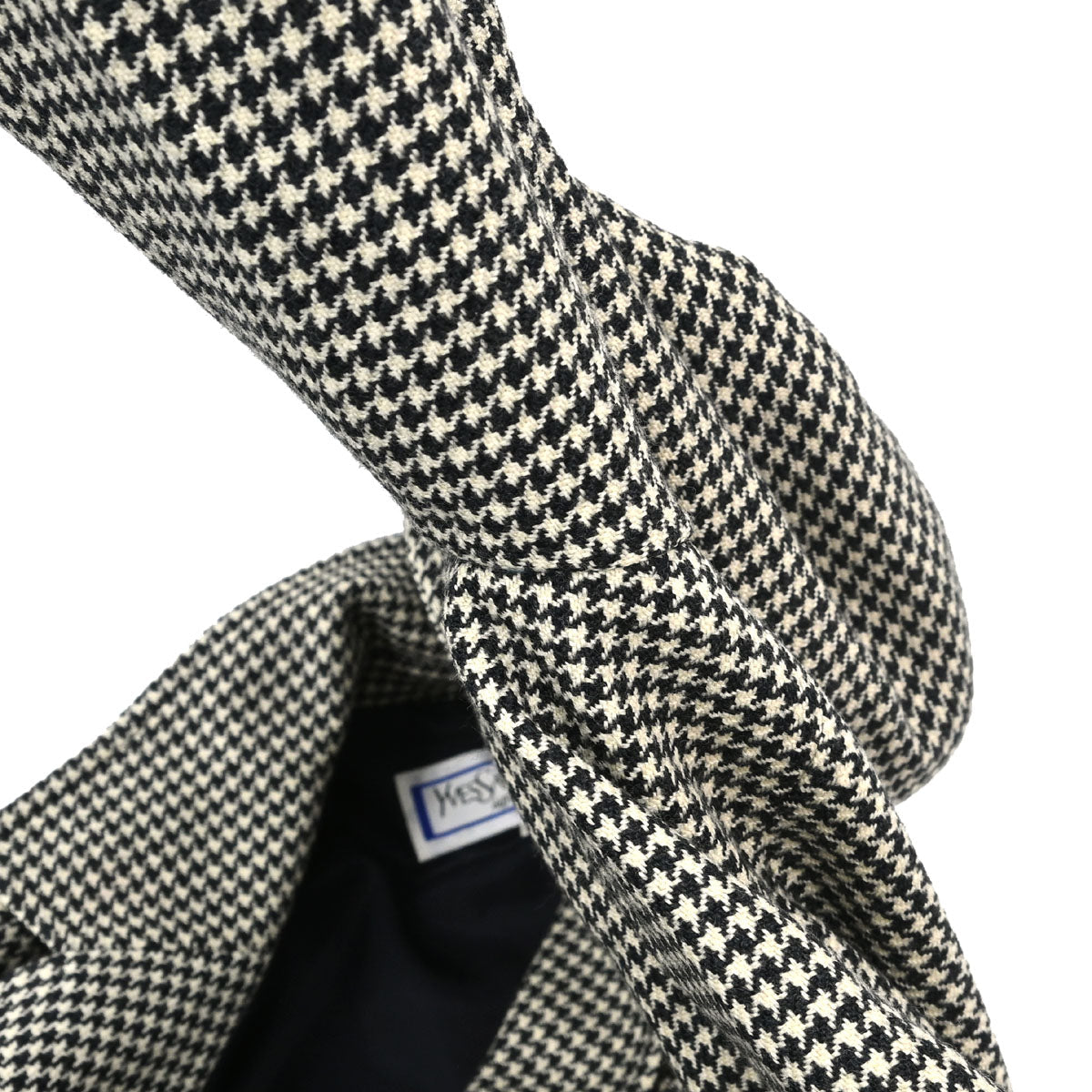 Yves Saint Laurent Double Breasted Houndstooth Jacket Black #M