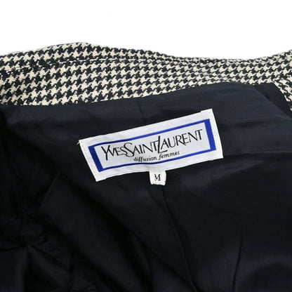 Yves Saint Laurent Double Breasted Houndstooth Jacket Black #M