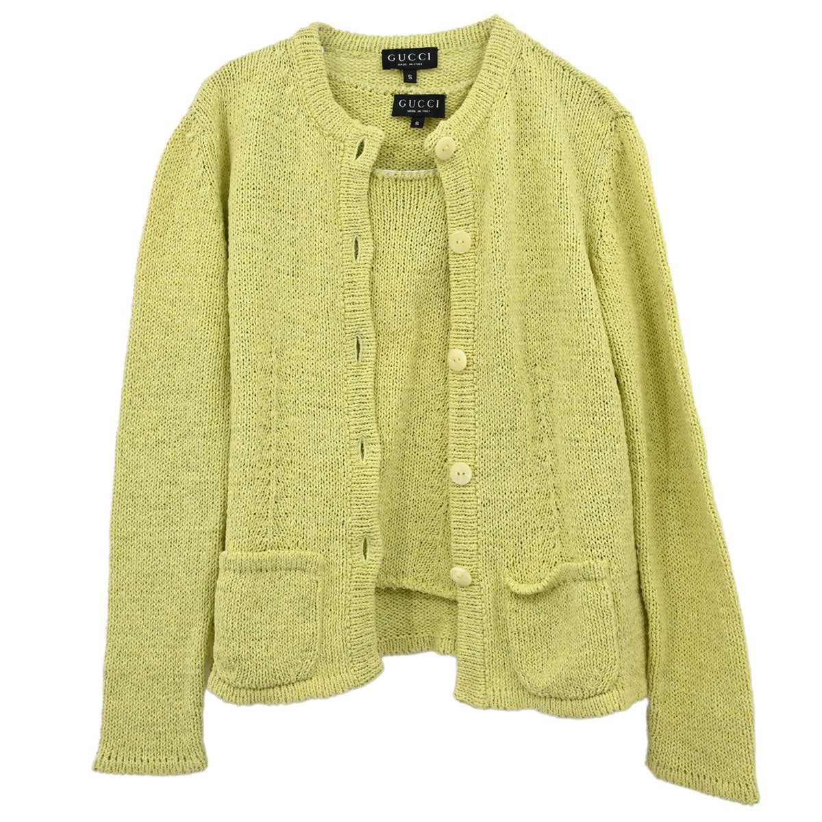 Gucci 1996 Set Cardigan Top Yellow #S