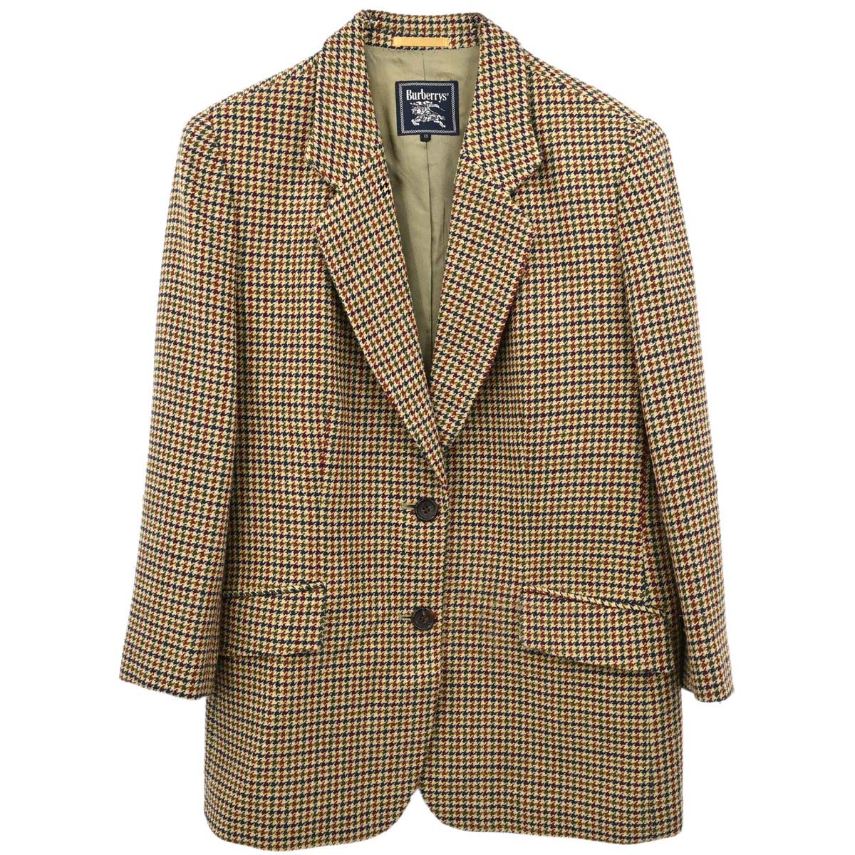 Burberrys Single Breasted Houndstooth Tweed Jacket Brown #40–42
