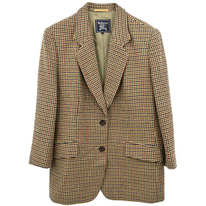 Burberrys Single Breasted Houndstooth Tweed Jacket Brown #40–42