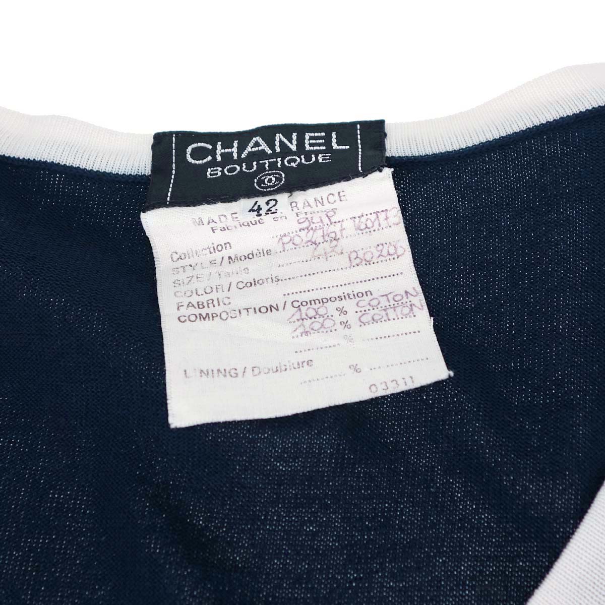 Chanel 1996 Short Sleeve Top Navy #42