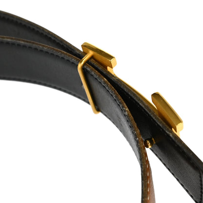 Hermes Gold Black Courchevel Constance Reversible Belt #70 Small Good
