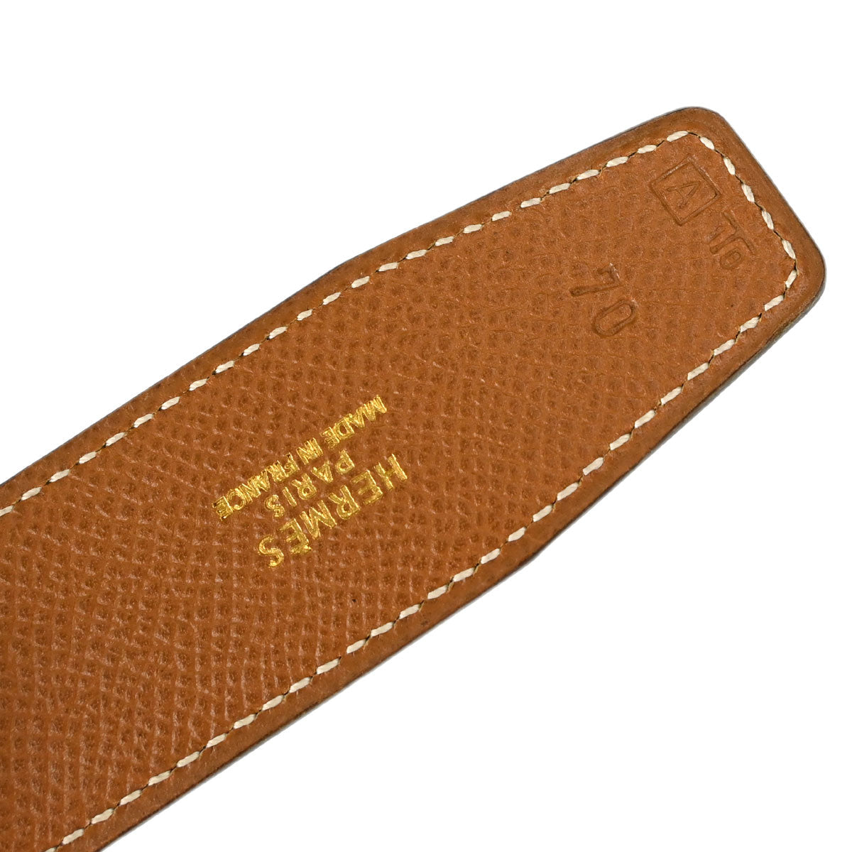 Hermes Gold Black Courchevel Constance Reversible Belt #70 Small Good
