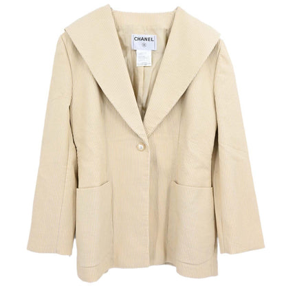 Chanel 2001 Striped Jacket Beige Ivory #46