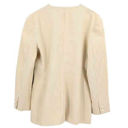 Chanel 2001 Striped Jacket Beige Ivory #46