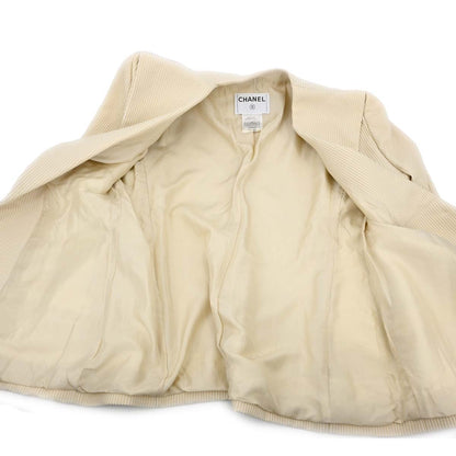Chanel 2001 Striped Jacket Beige Ivory #46