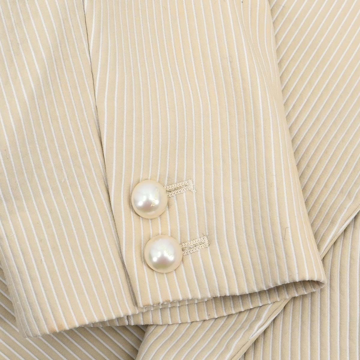Chanel 2001 Striped Jacket Beige Ivory #46