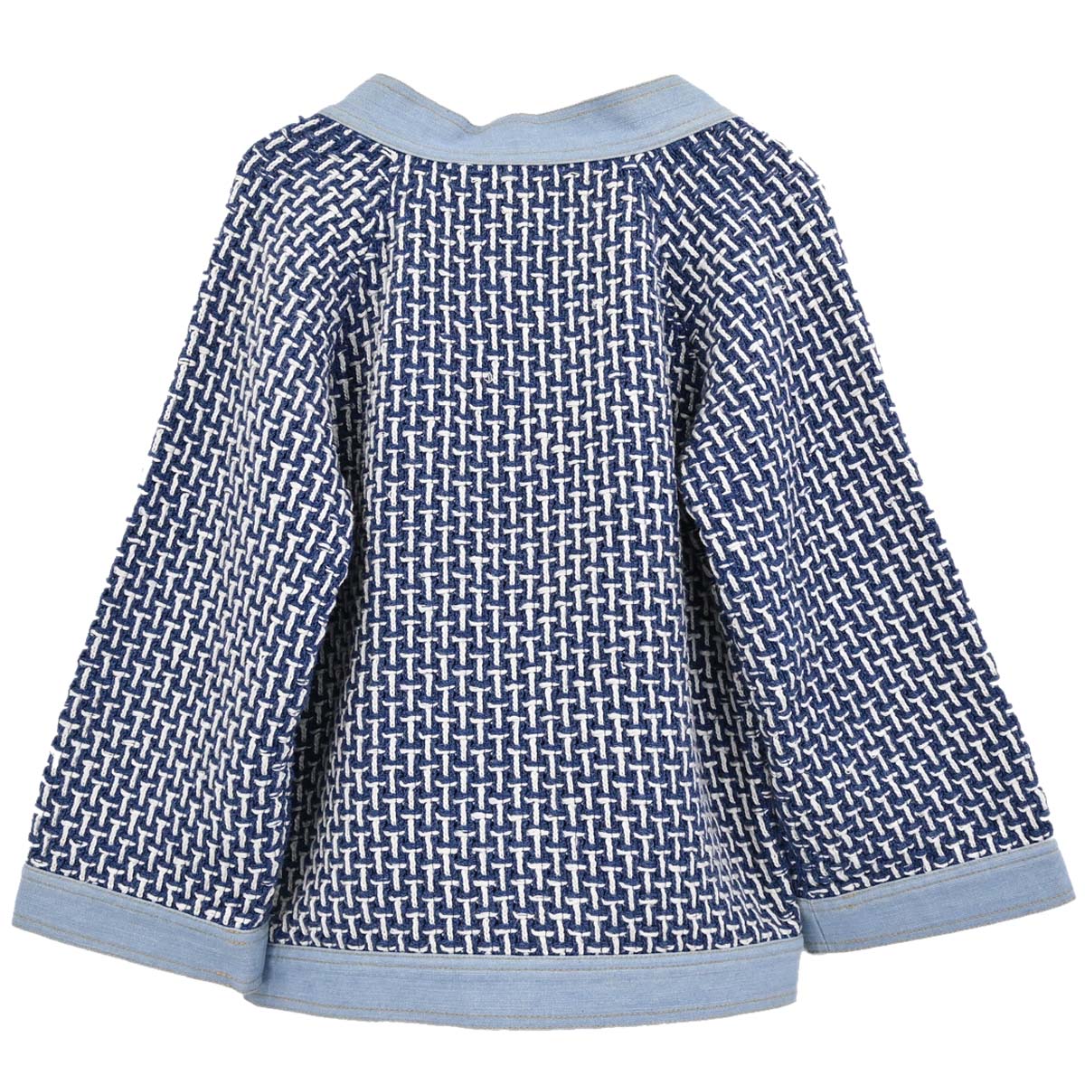 Chanel 2007 Collarless Tweed Cardigan Blue #36