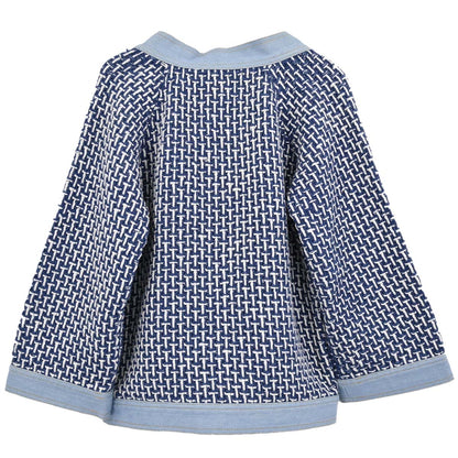 Chanel 2007 Collarless Tweed Cardigan Blue #36