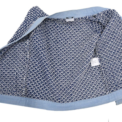 Chanel 2007 Collarless Tweed Cardigan Blue #36