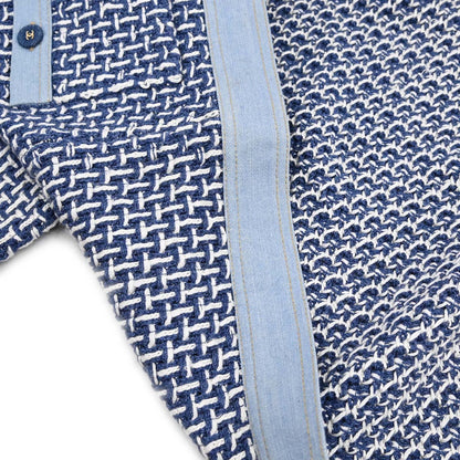 Chanel 2007 Collarless Tweed Cardigan Blue #36