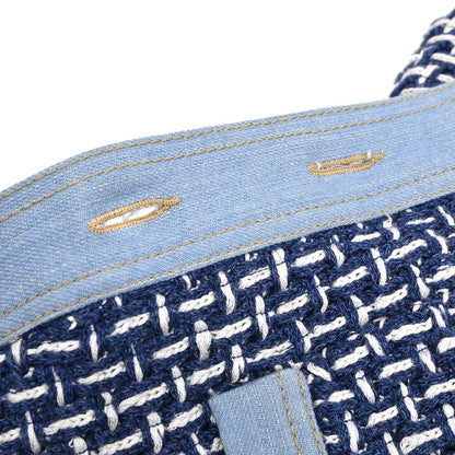 Chanel 2007 Collarless Tweed Cardigan Blue #36