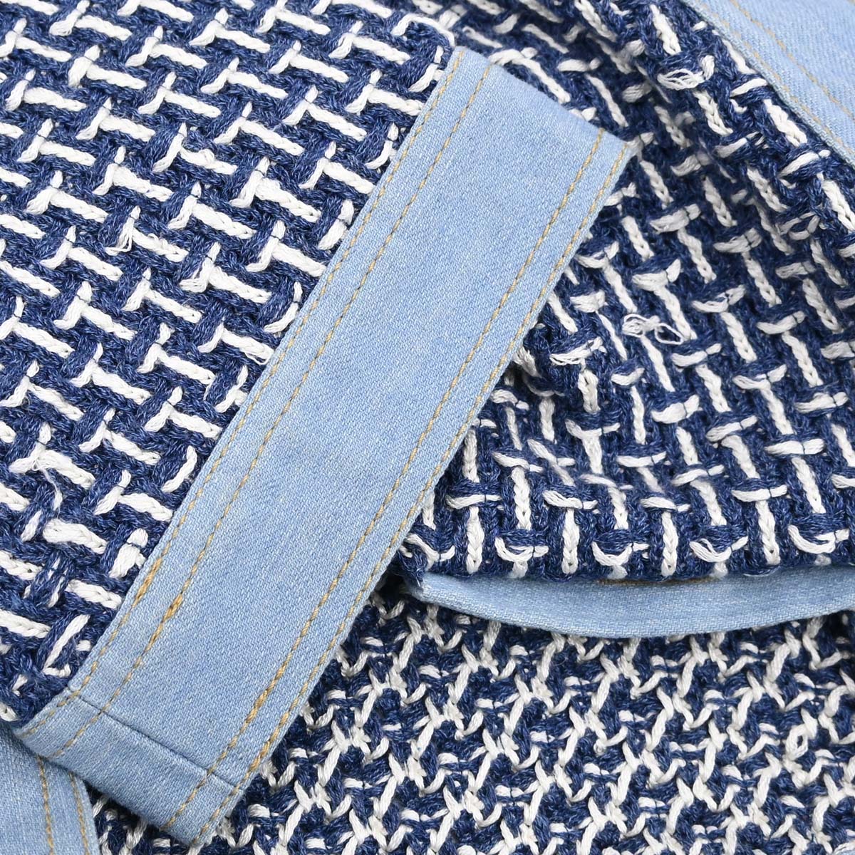 Chanel 2007 Collarless Tweed Cardigan Blue #36