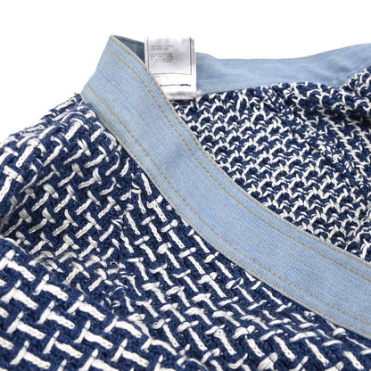 Chanel 2007 Collarless Tweed Cardigan Blue #36
