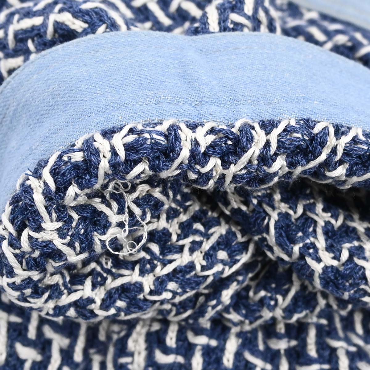 Chanel 2007 Collarless Tweed Cardigan Blue #36