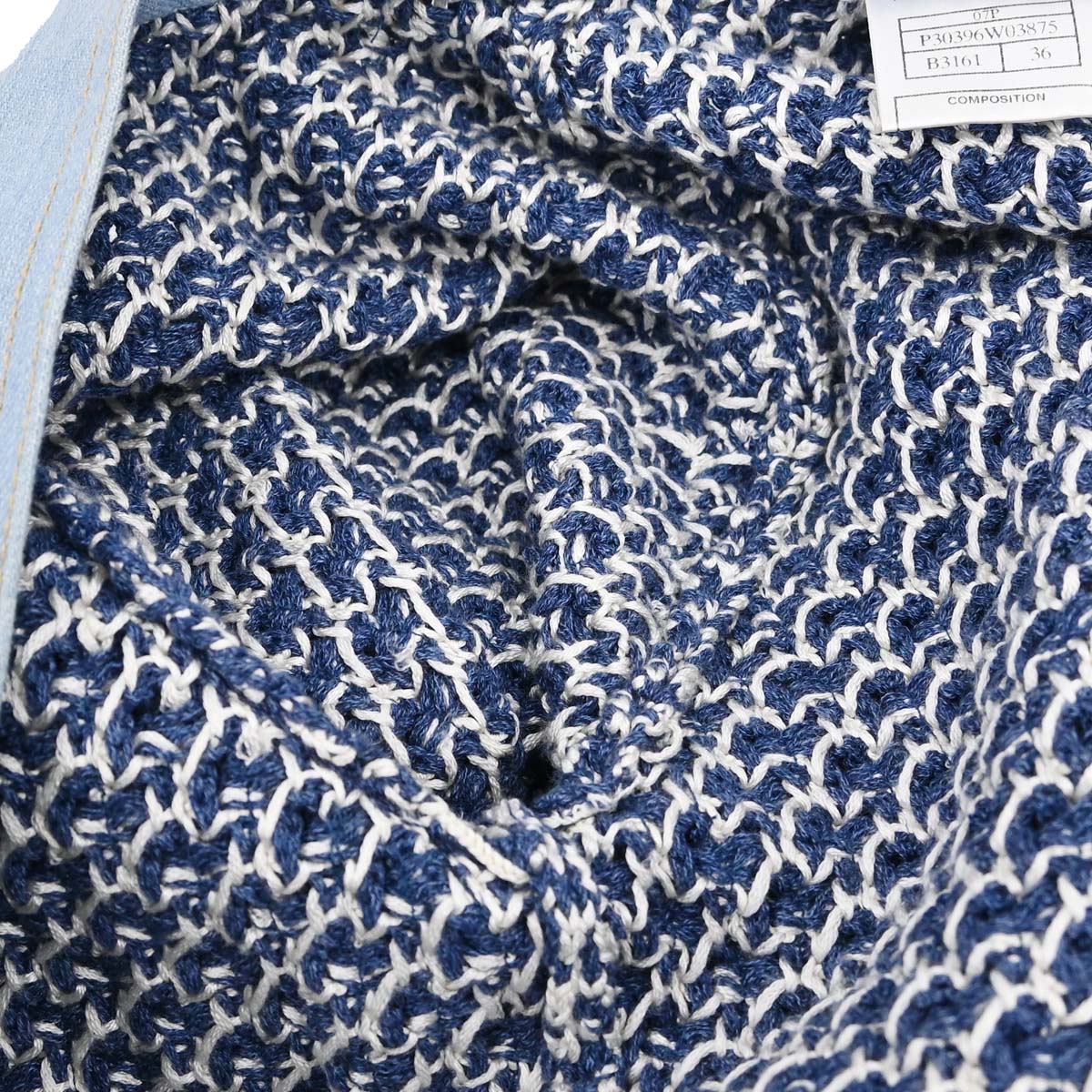 Chanel 2007 Collarless Tweed Cardigan Blue #36
