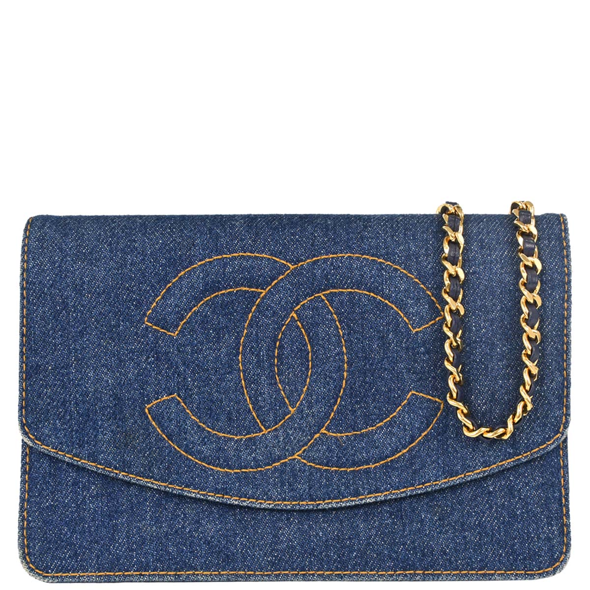 Chanel Blue Denim Timeless Wallet on Chain WOC Shoulder Bag
