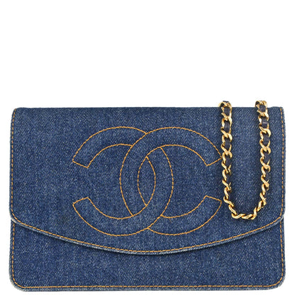 Chanel Blue Denim Timeless Wallet on Chain WOC Shoulder Bag