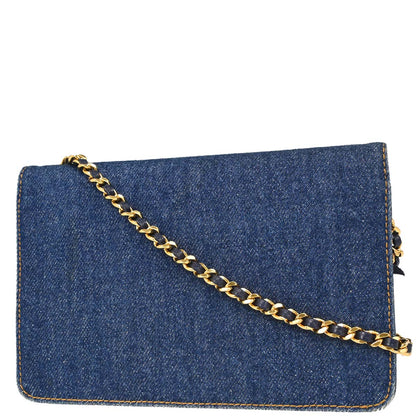 Chanel Blue Denim Timeless Wallet on Chain WOC Shoulder Bag