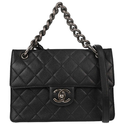 Chanel Black Caviar Skin Paris-Edinburgh Retro Class 2way Shoulder Handbag