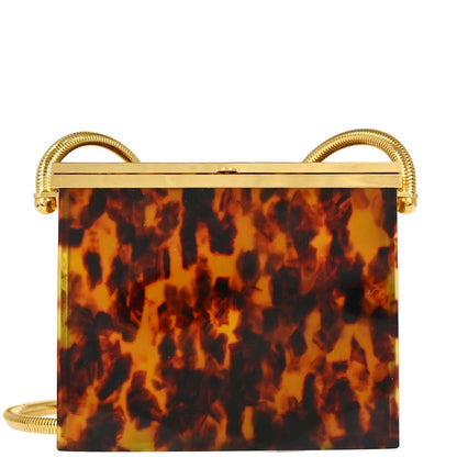 Chanel Brown Acrylic Faux Tortoiseshell Box Shoulder Bag