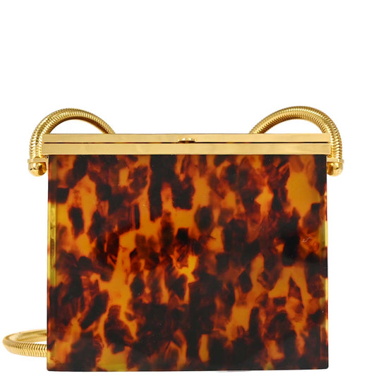 Chanel Brown Acrylic Faux Tortoiseshell Box Shoulder Bag