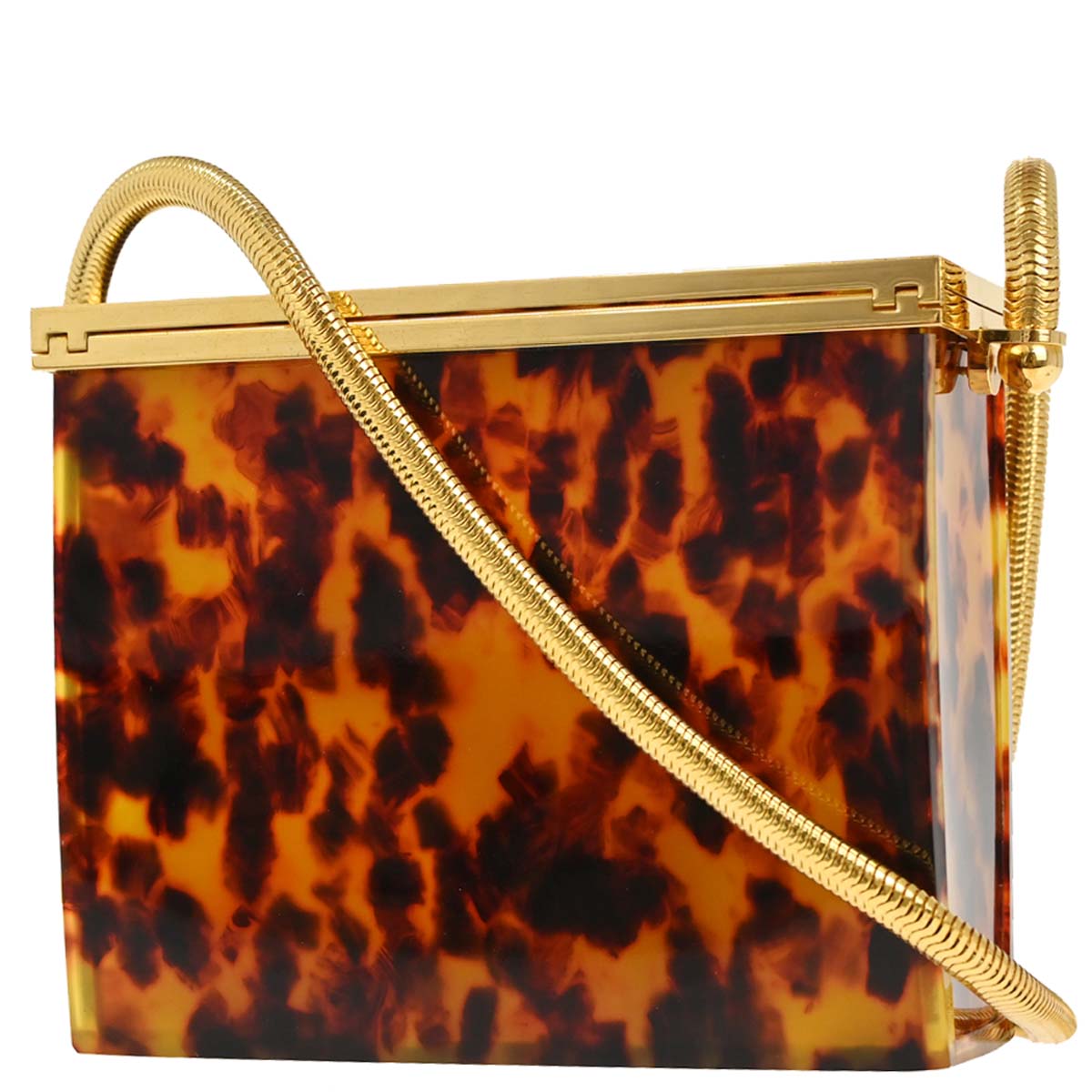 Chanel Brown Acrylic Faux Tortoiseshell Box Shoulder Bag