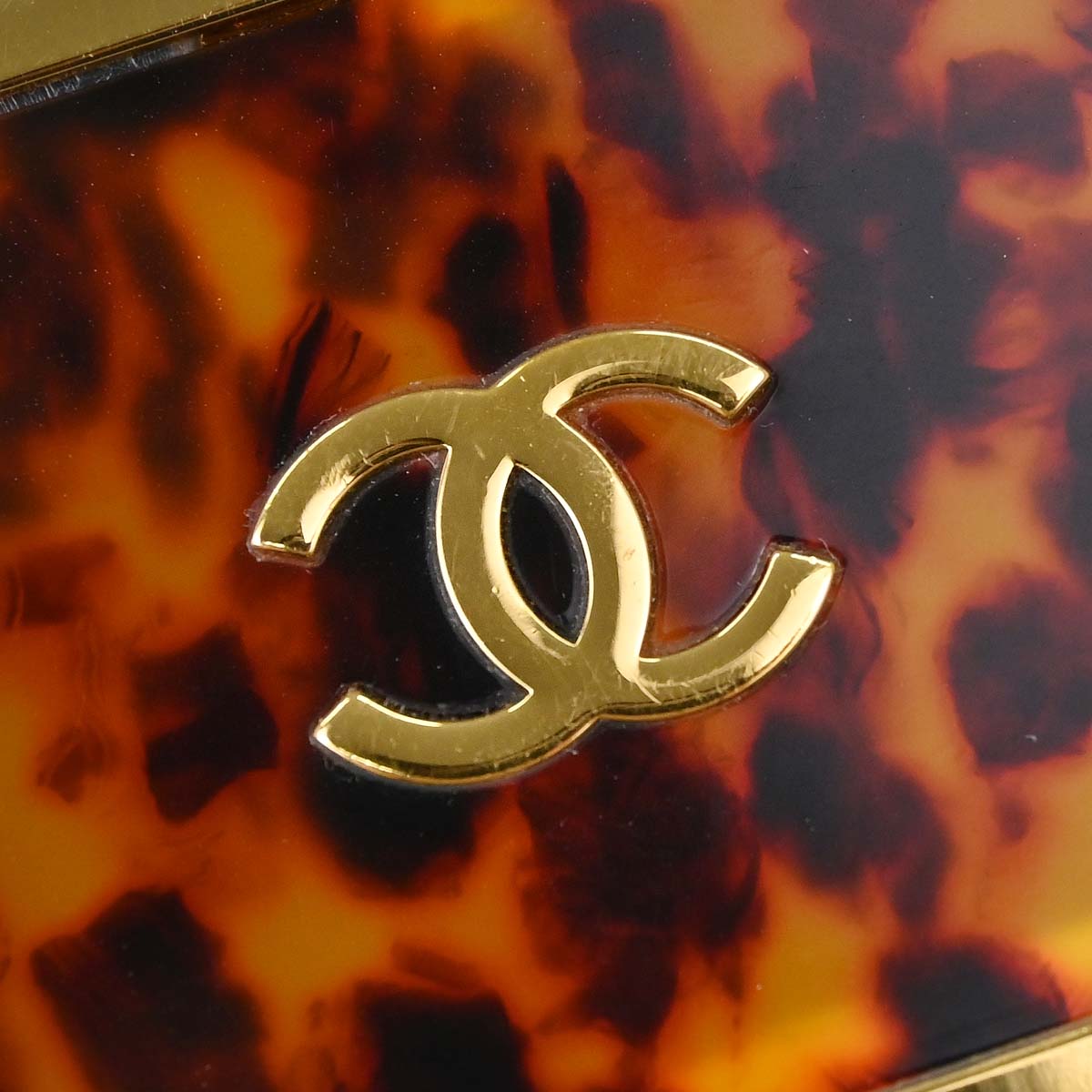 Chanel Brown Acrylic Faux Tortoiseshell Box Shoulder Bag