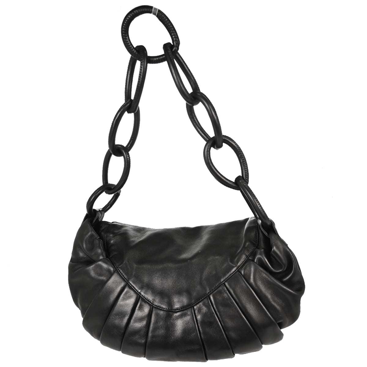 Chanel 2004-2005 Black Lambskin Ring Handle Hobo Handbag