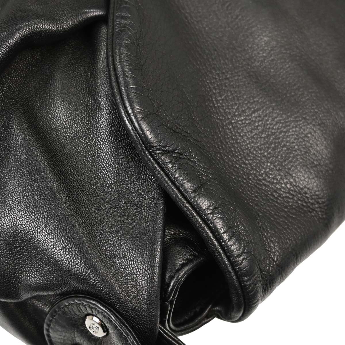 Chanel 2004-2005 Black Lambskin Ring Handle Hobo Handbag