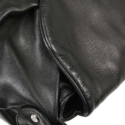 Chanel 2004-2005 Black Lambskin Ring Handle Hobo Handbag