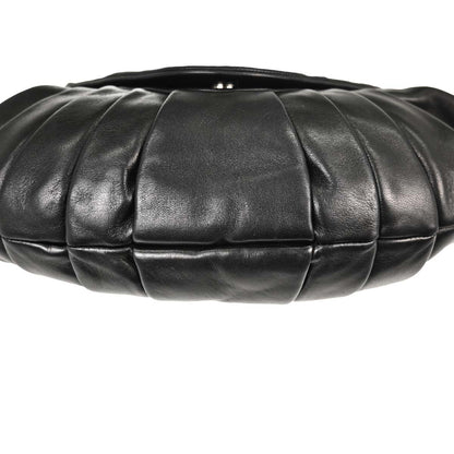 Chanel 2004-2005 Black Lambskin Ring Handle Hobo Handbag