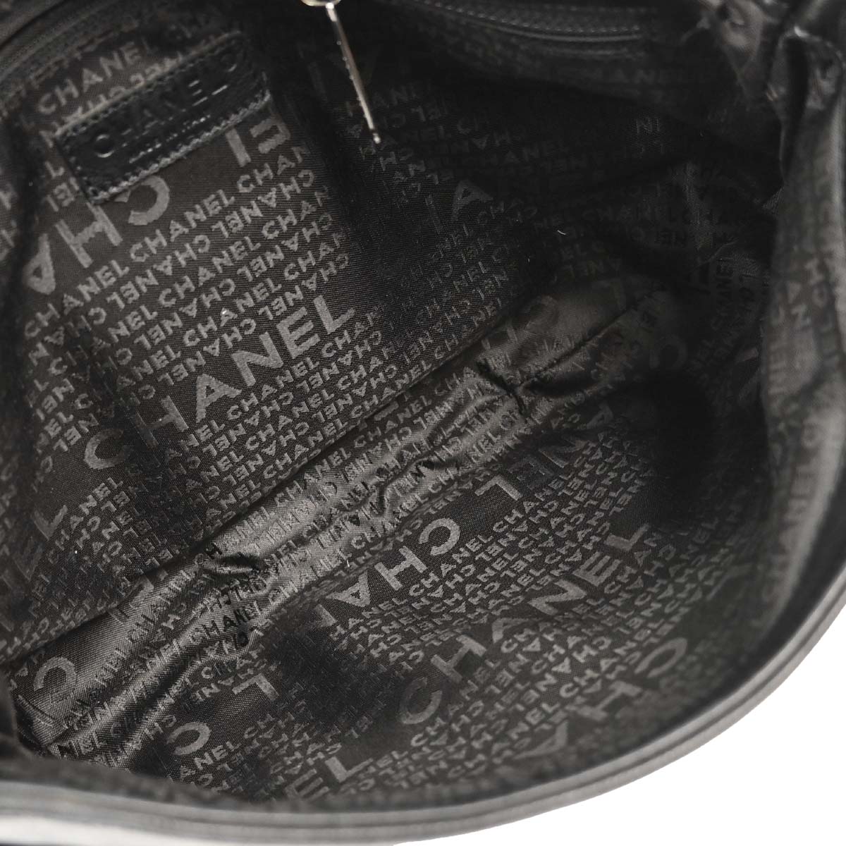 Chanel 2004-2005 Black Lambskin Ring Handle Hobo Handbag