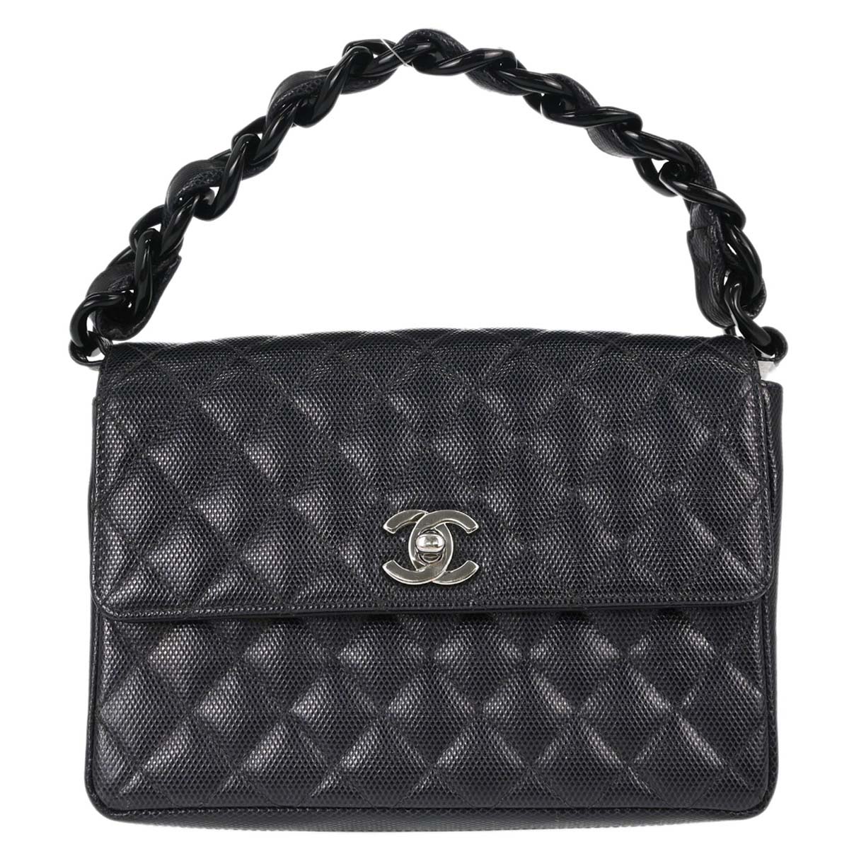 Chanel Navy Embossed Calfskin Handbag