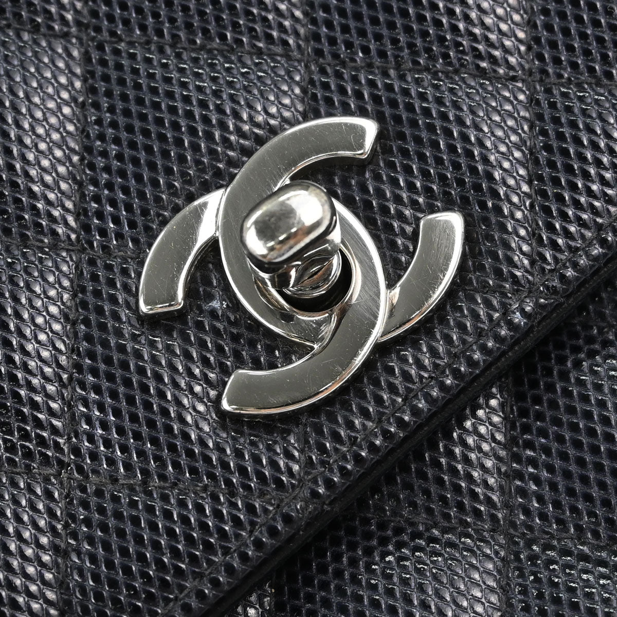Chanel Navy Embossed Calfskin Handbag