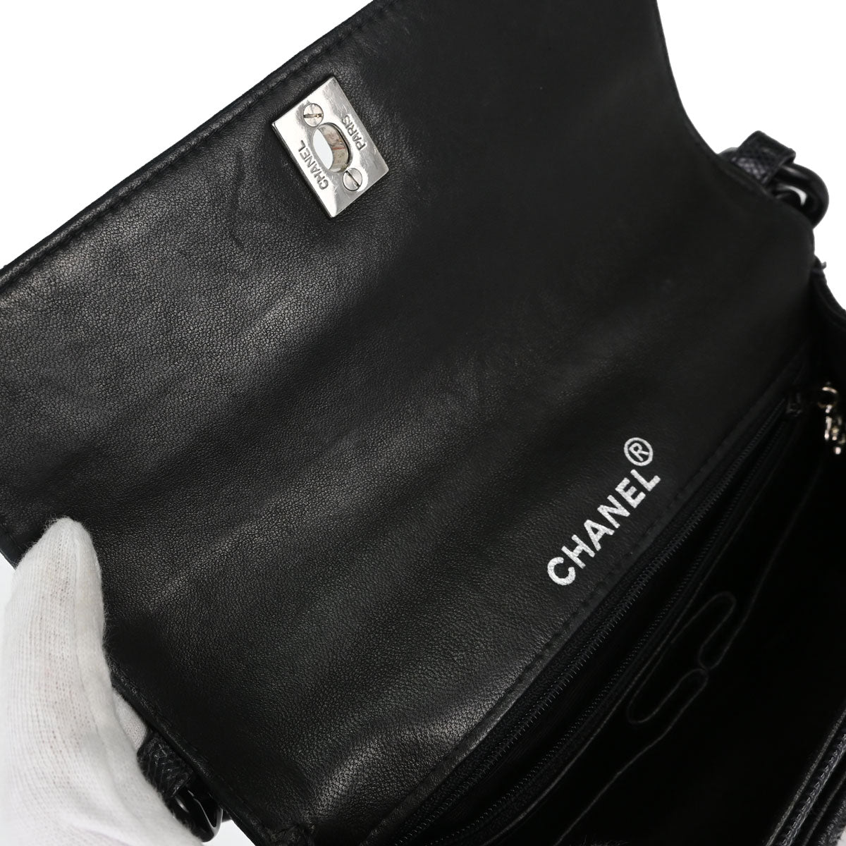 Chanel Navy Embossed Calfskin Handbag