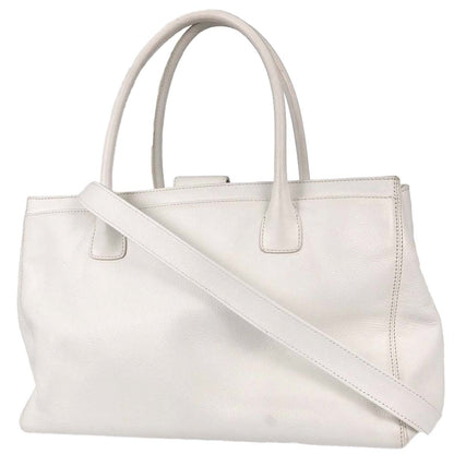 Chanel White Calfskin Executive Cerf 2way Shoulder Tote Bag