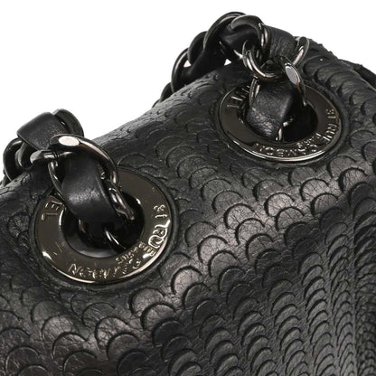 Chanel Black Lambskin Laser Cut Single Flap Shoulder Bag