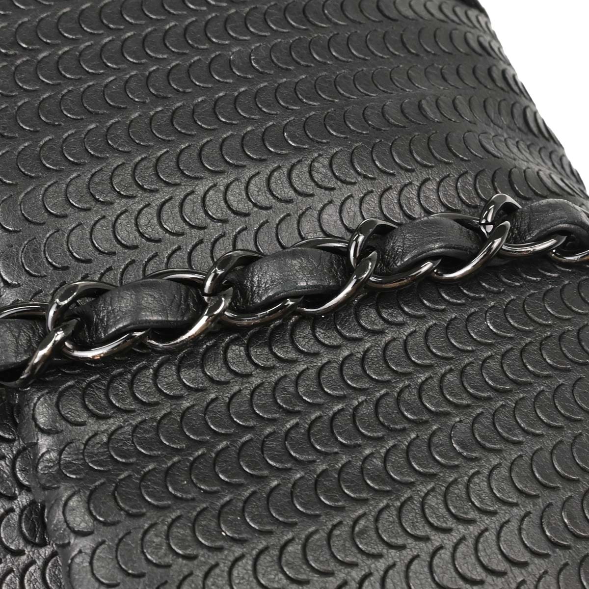 Chanel Black Lambskin Laser Cut Single Flap Shoulder Bag