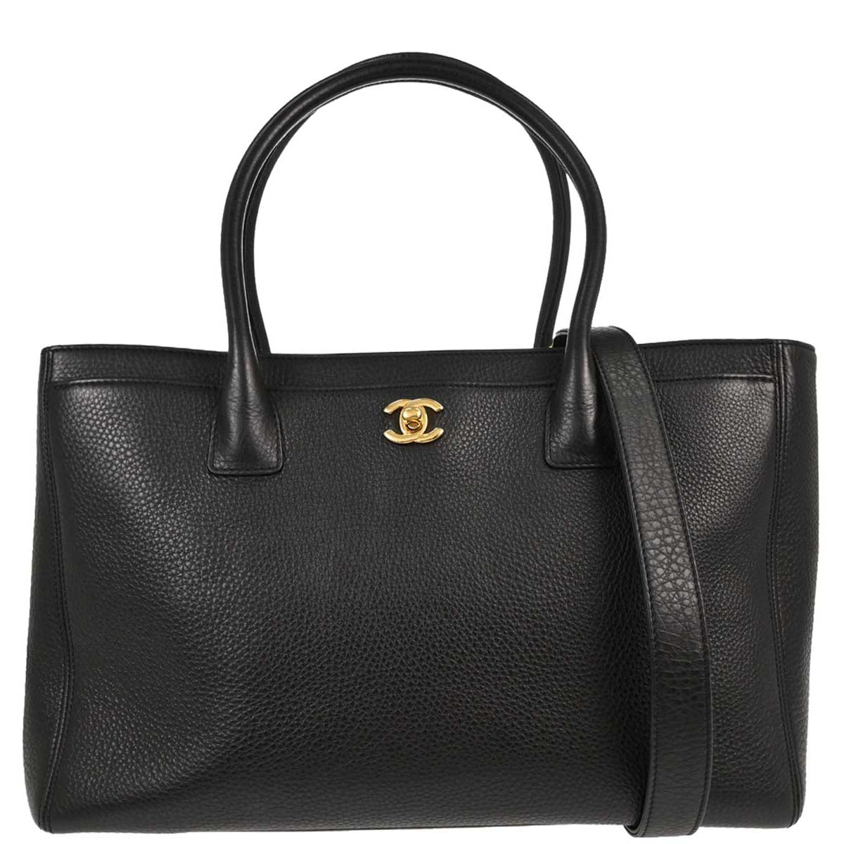 Chanel Black Deerskin Executive Cerf 2way Shoulder Tote Bag