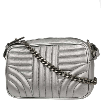 Prada Silver Lambskin Diagramme Camera Bag Shoulder Bag