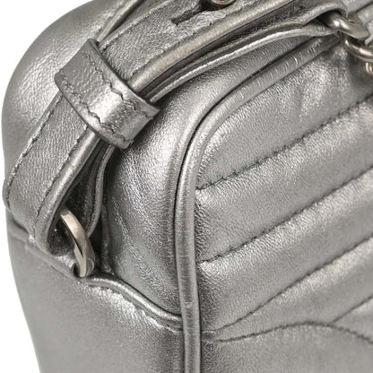 Prada Silver Lambskin Diagramme Camera Bag Shoulder Bag
