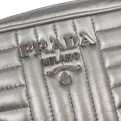 Prada Silver Lambskin Diagramme Camera Bag Shoulder Bag